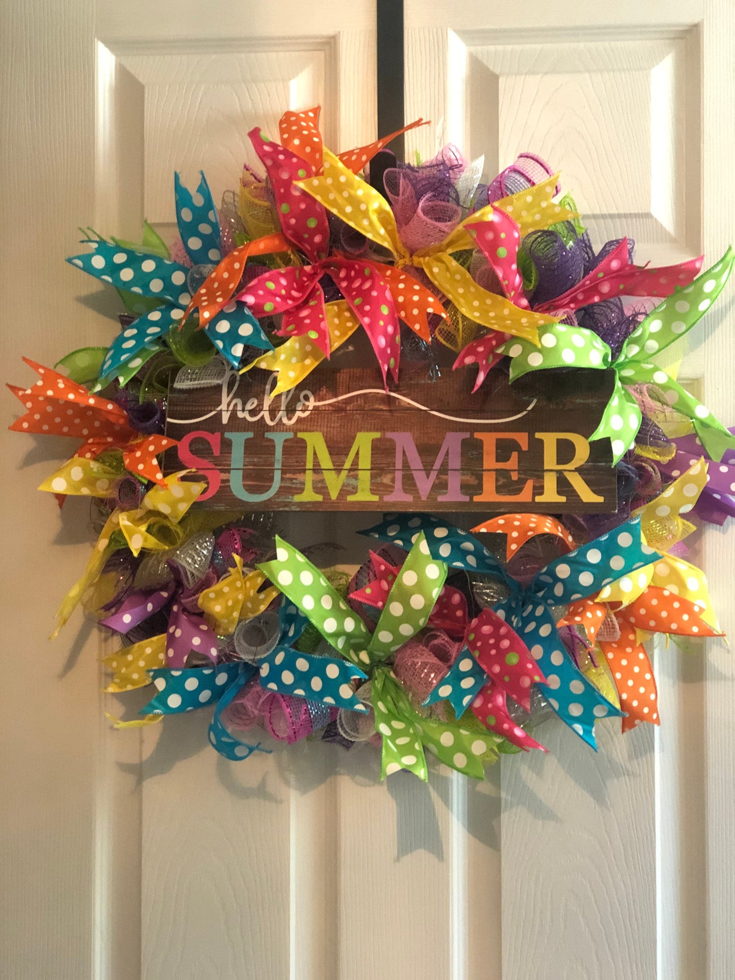 Hello Summer, Polka Dot, Colorful Wreath