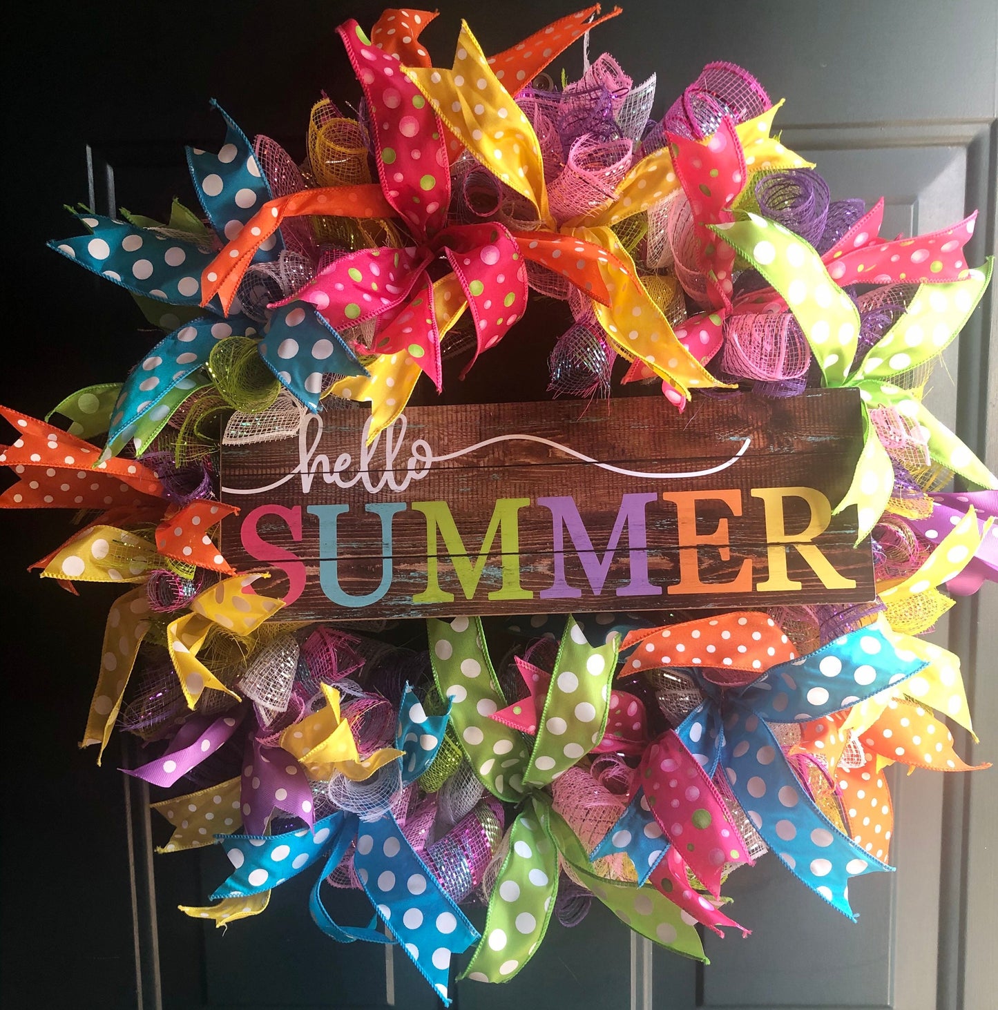 Hello Summer, Polka Dot, Colorful Wreath