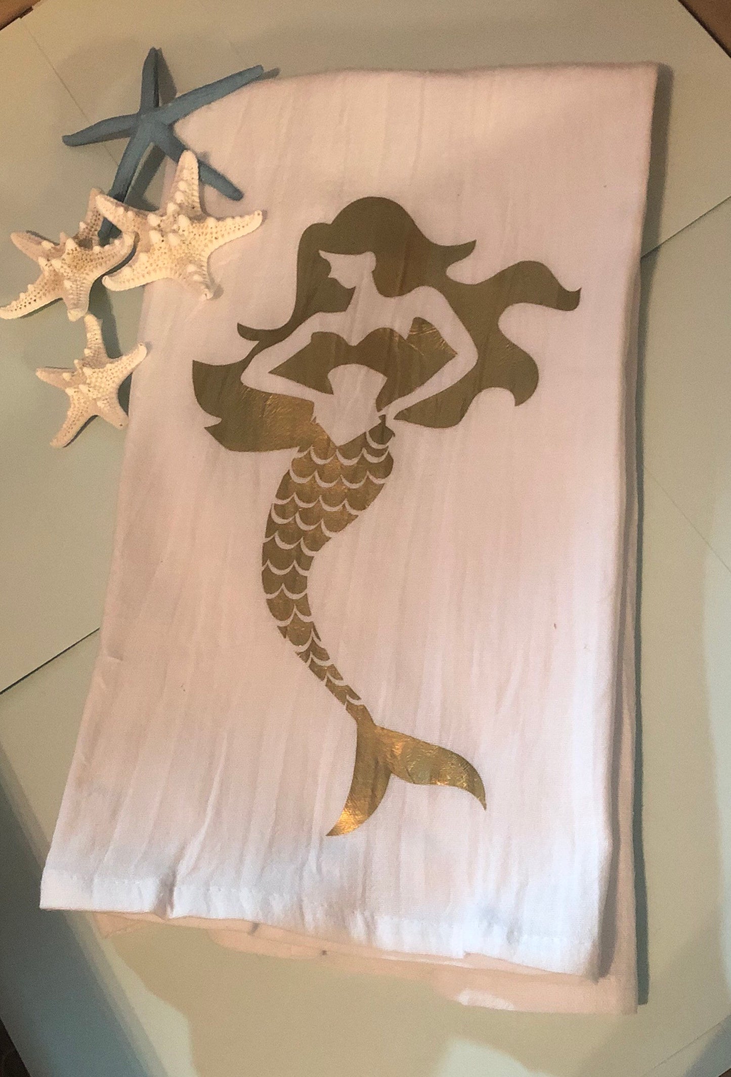 Mermaid under the Sea, Cotton, Tea Towel, Dish Towel linens