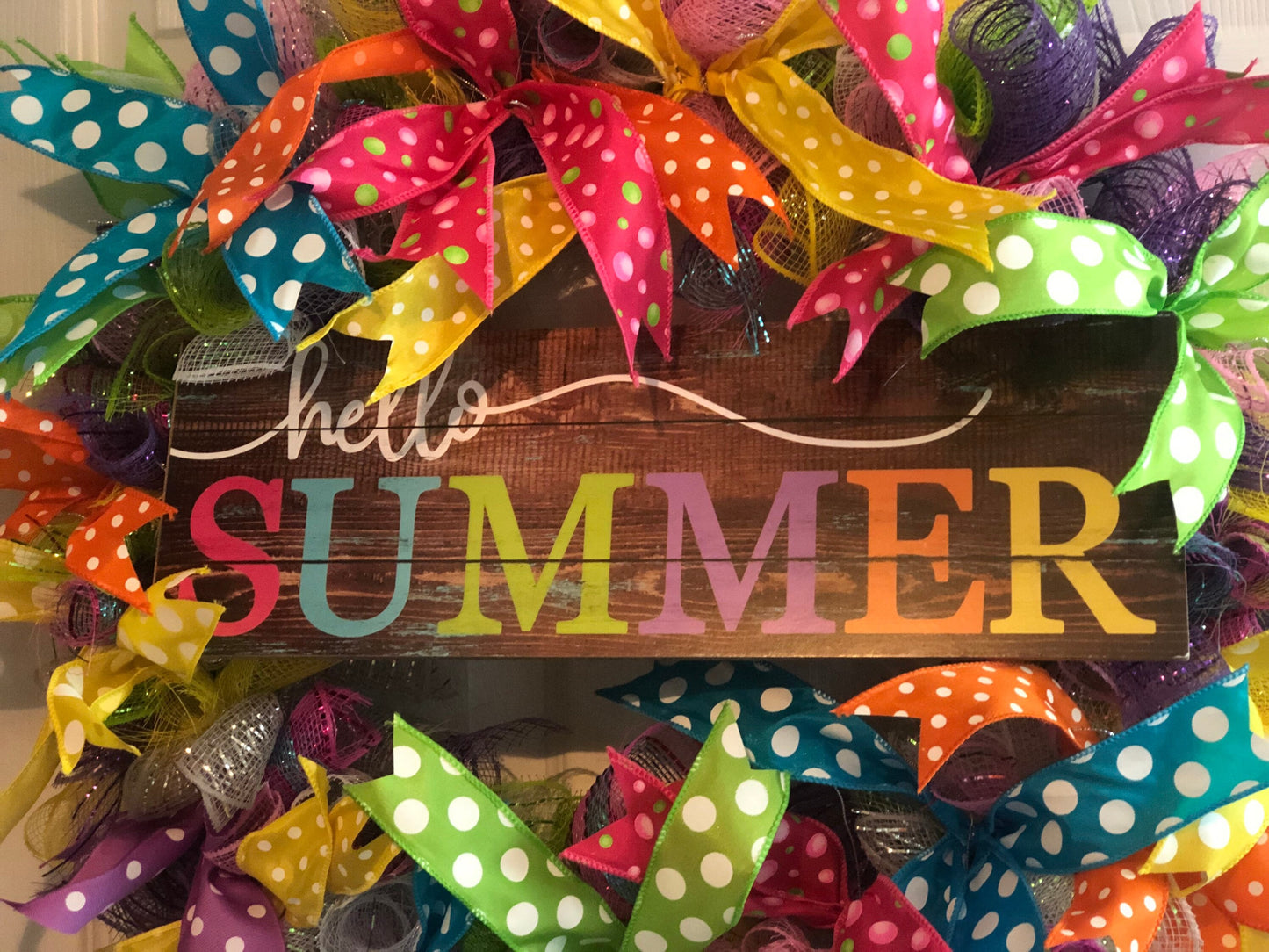 Hello Summer, Polka Dot, Colorful Wreath