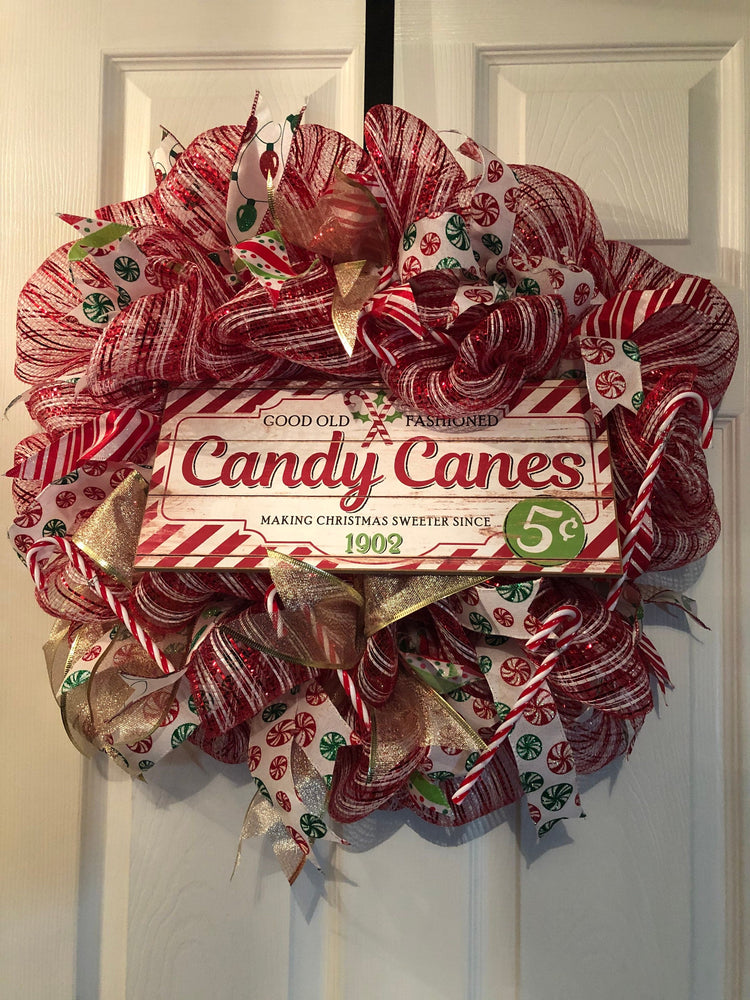 North Pole Candy Cane Christmas Wreath