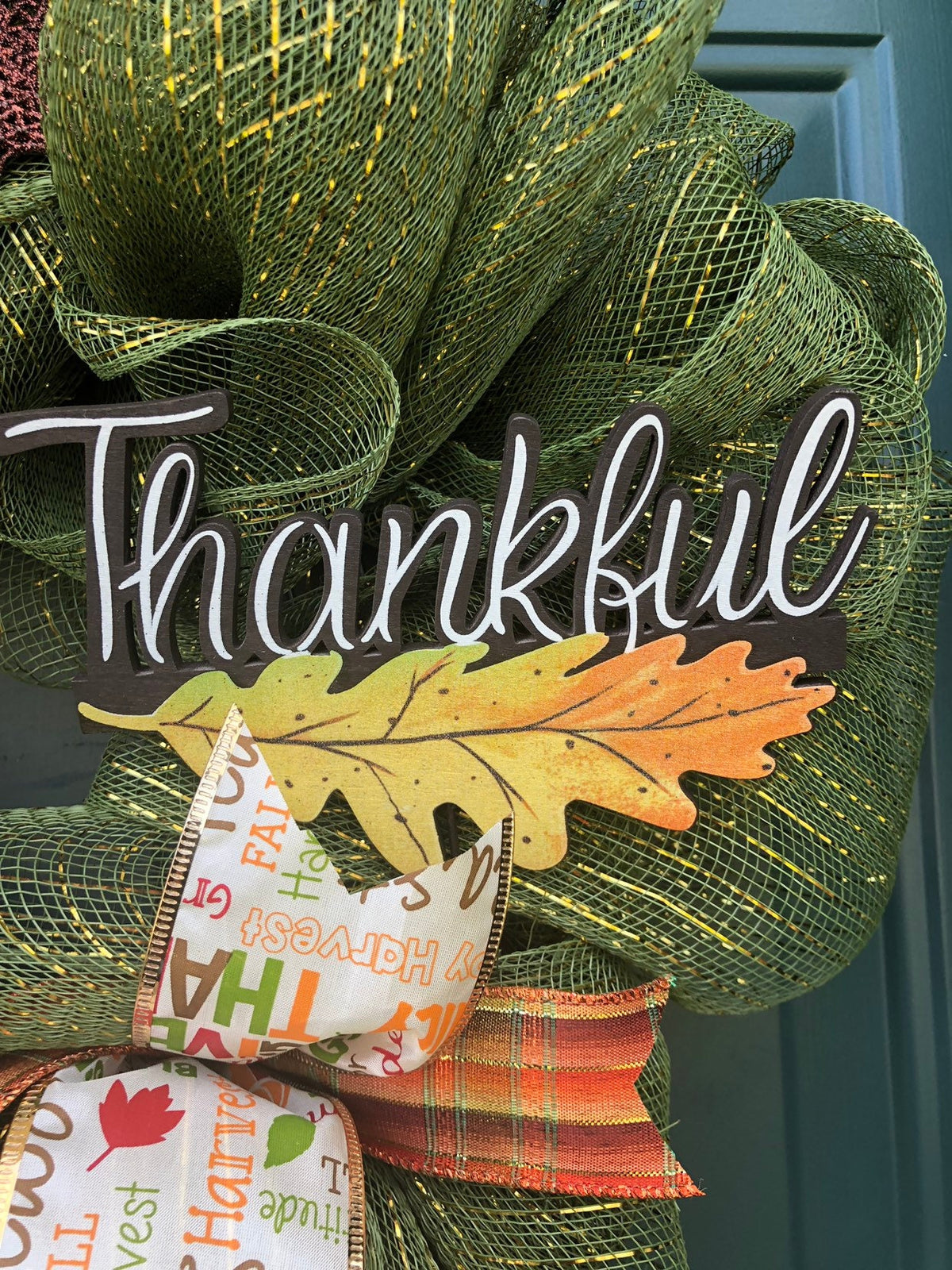 Thankful Wreath, green, leaves, Thanksgiving, Fall, housewarmings