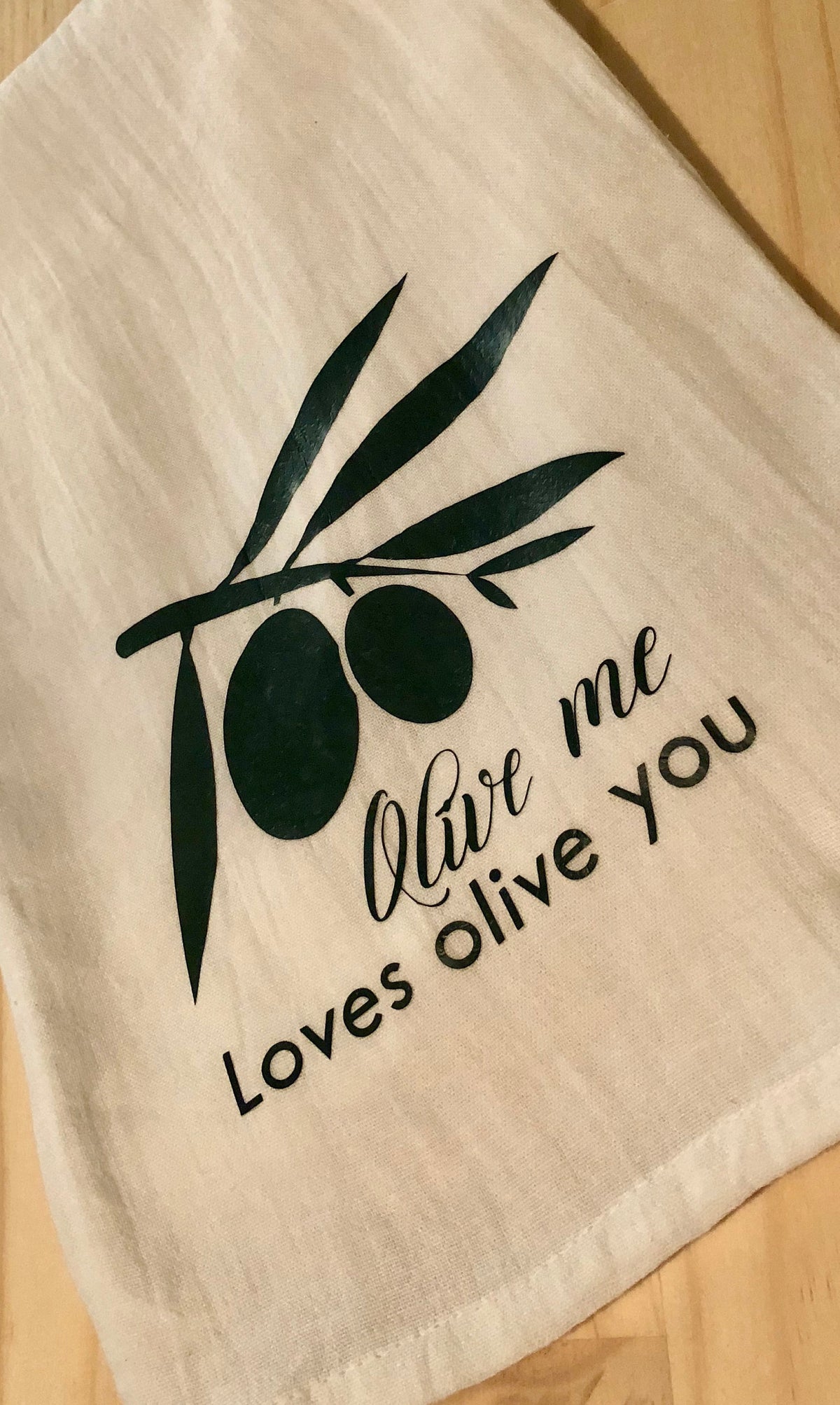 Olive Me Loves Olive You, Kitchen Towels, Dish Towels, Housewarming, Kitchen Puns, Foodie,
