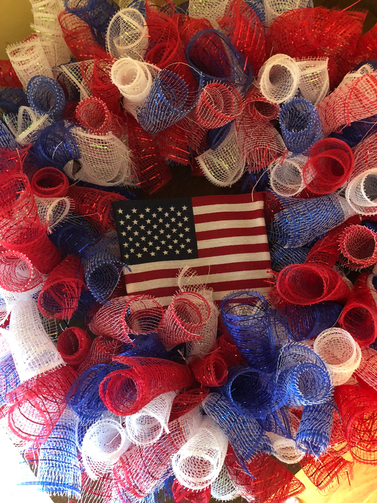 Red, White, Blue, Wreath- Fourth of July- Patriotic, USA, America, American Flag