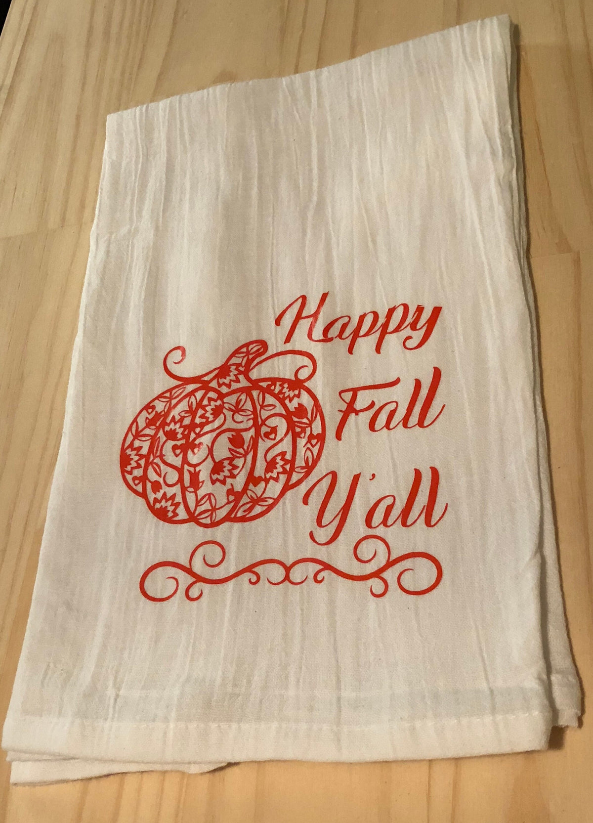 Happy Fall Y'all Tea Towel: Extra Large Cotton Dish Towel
