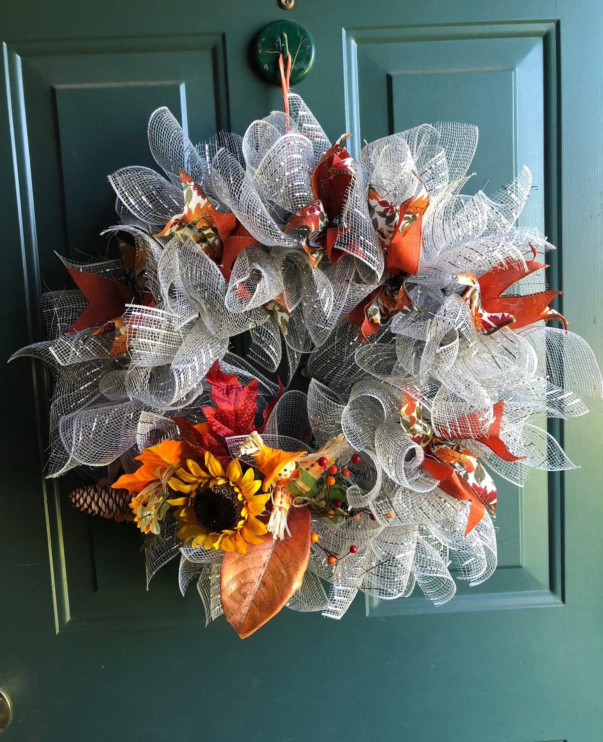Scarecrow Fall Wreath | Sunflower Front Door Decor | Thanksgiving | Autumn Farmhouse Decor