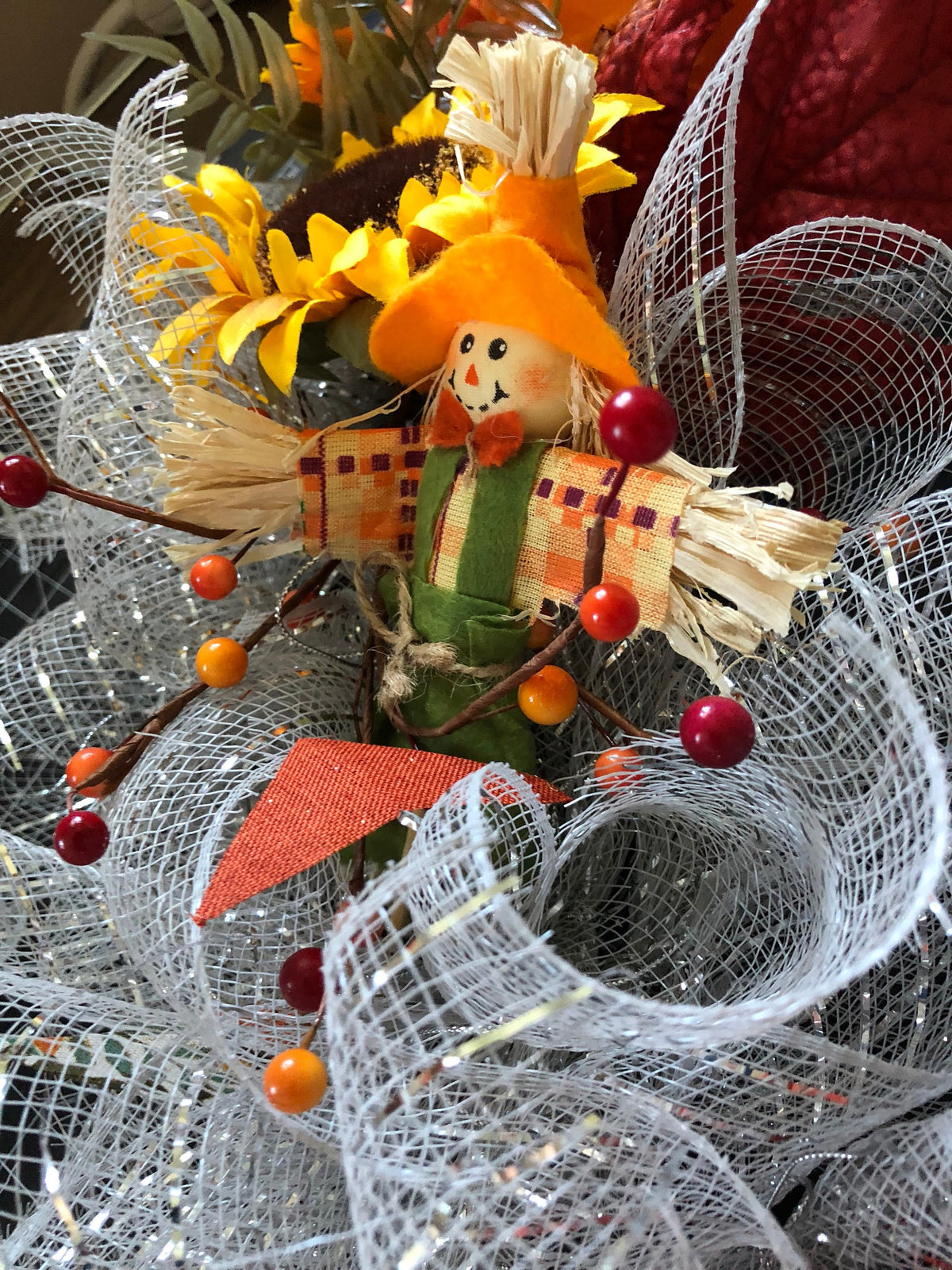 Scarecrow Fall Wreath | Sunflower Front Door Decor | Thanksgiving | Autumn Farmhouse Decor