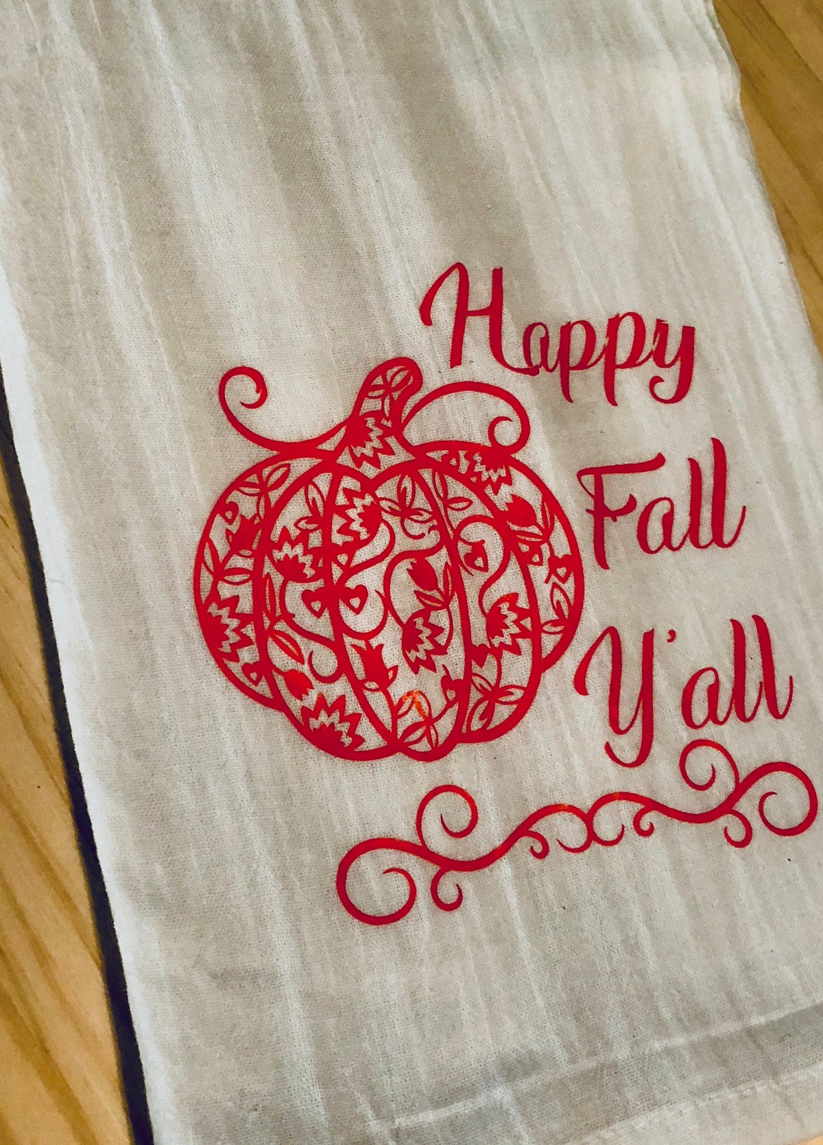 Happy Fall Y'all Tea Towel: Extra Large Cotton Dish Towel