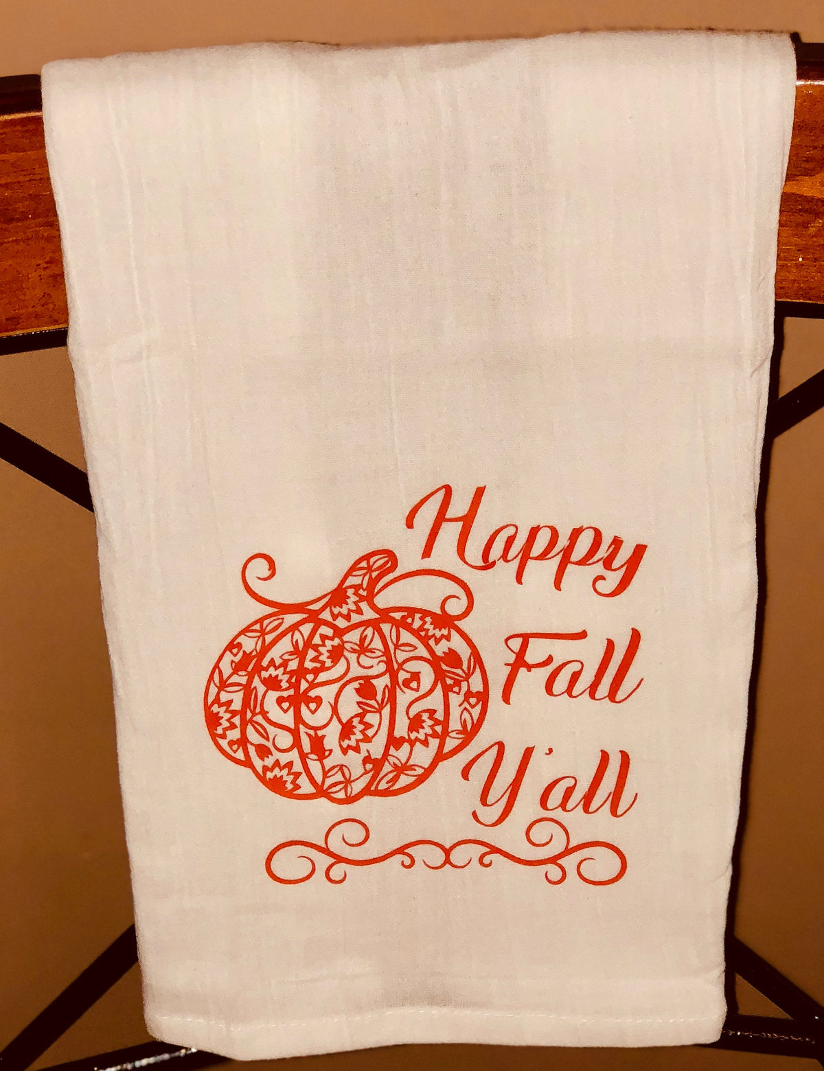 Happy Fall Y'all Tea Towel: Extra Large Cotton Dish Towel