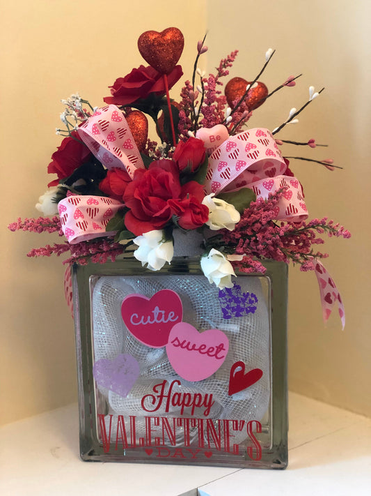 Valentines Light Box, Glass Box, Hearts