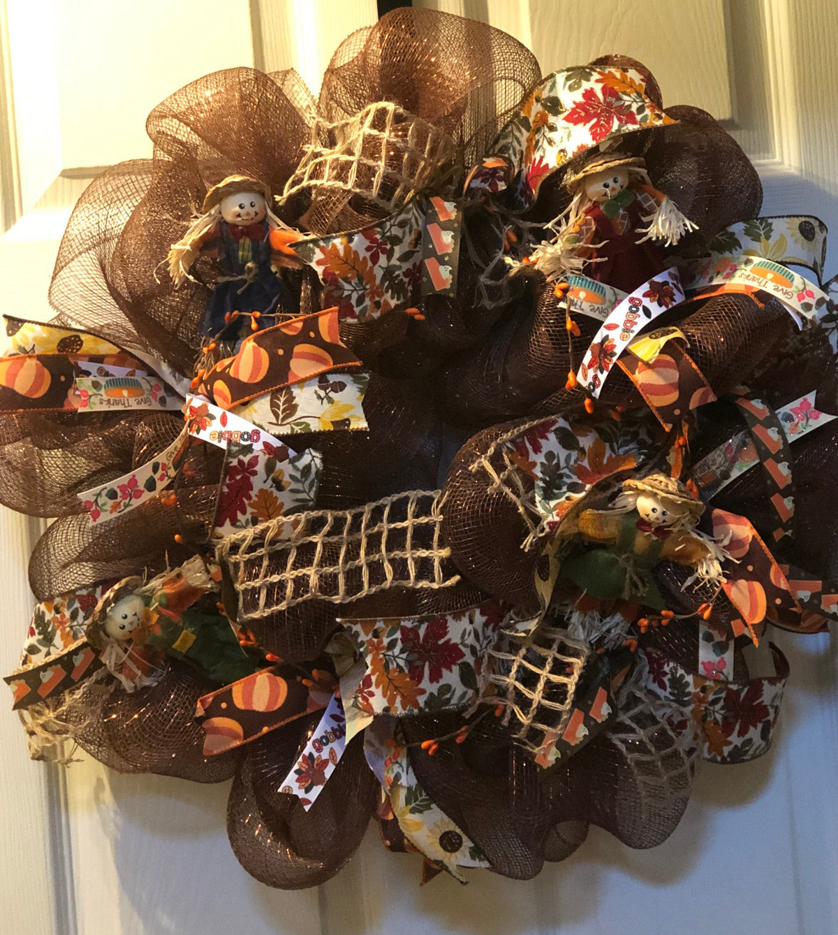 Scarecrow, pumpkin pie sunflower chocolate wreath