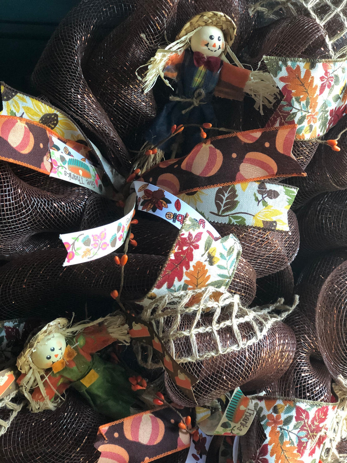 Scarecrow, pumpkin pie sunflower chocolate wreath