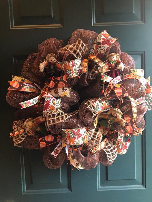 Scarecrow, pumpkin pie sunflower chocolate wreath