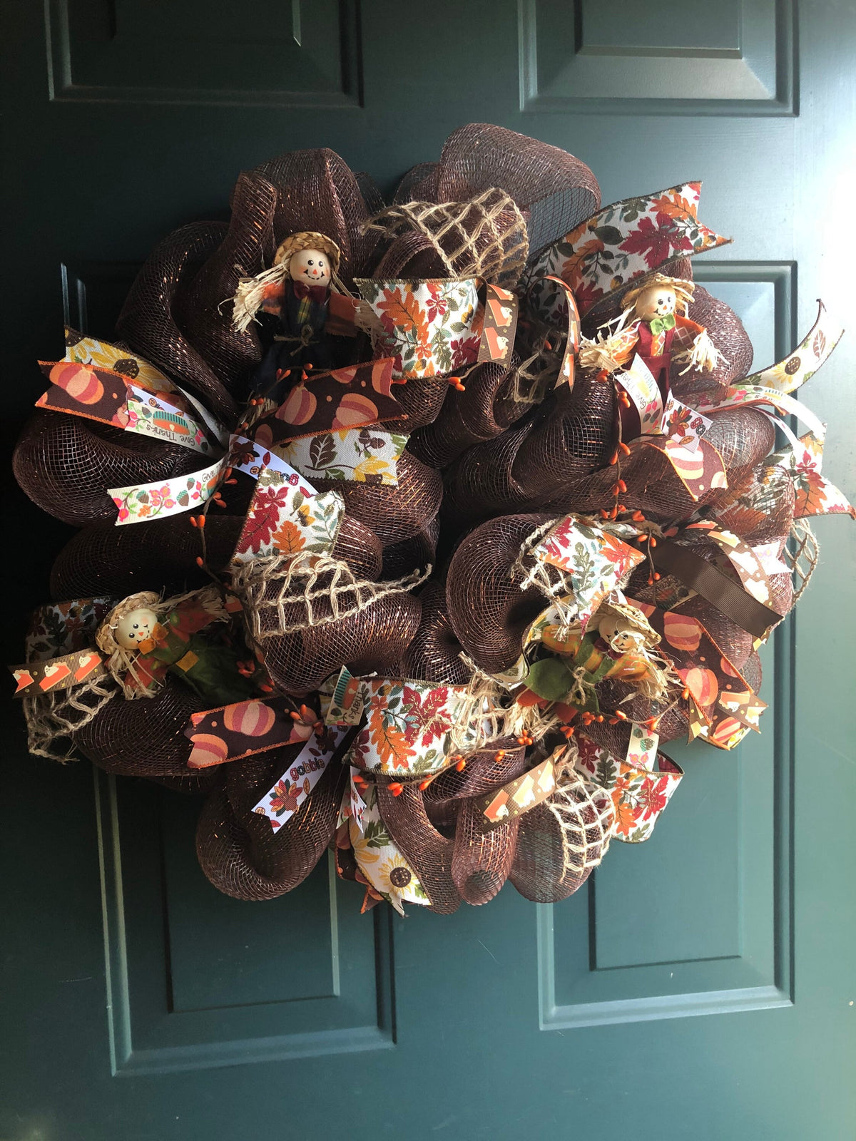 Scarecrow, pumpkin pie sunflower chocolate wreath