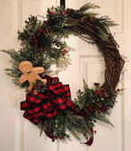 Buffalo Plaid Gingerbread, Grapvine Christmas Wreath