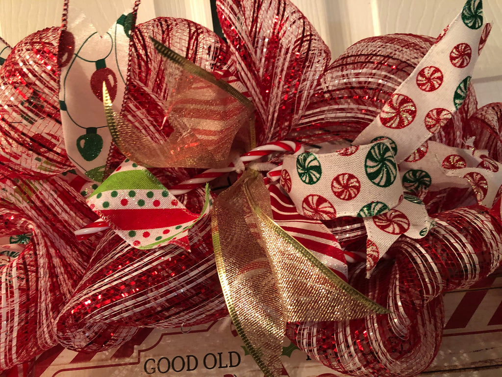 North Pole Candy Cane Christmas Wreath