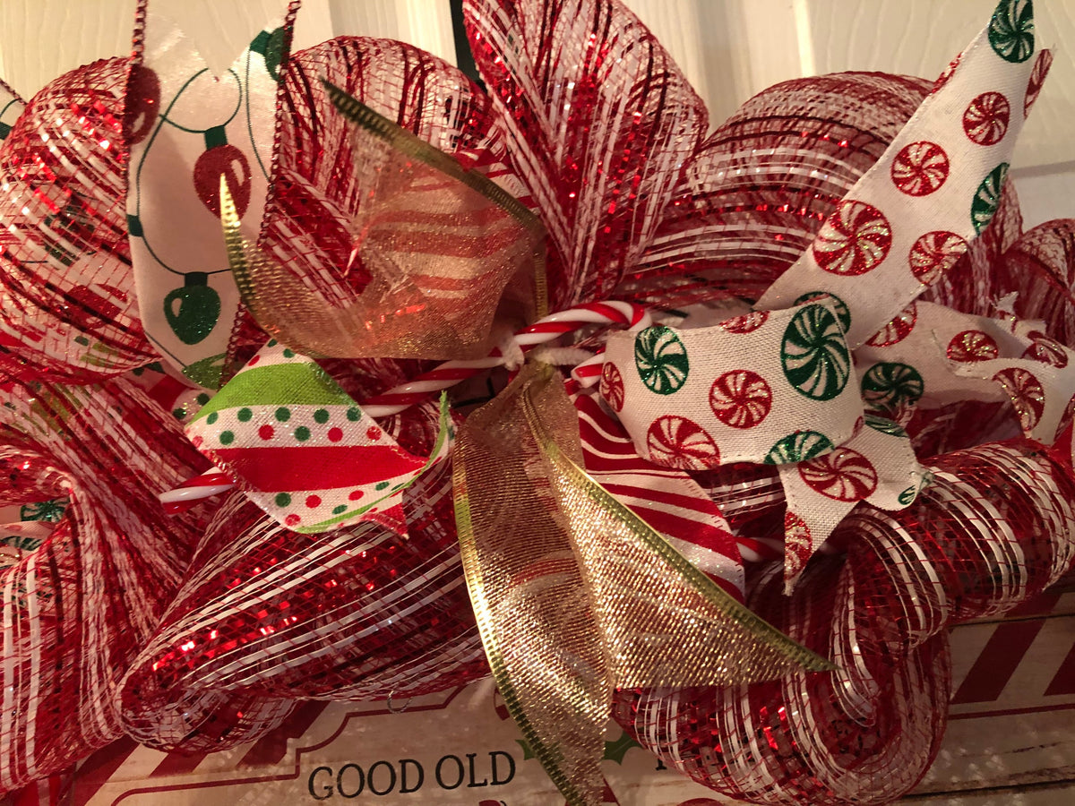 North Pole Candy Cane Christmas Wreath