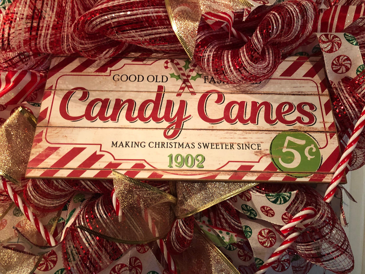 North Pole Candy Cane Christmas Wreath