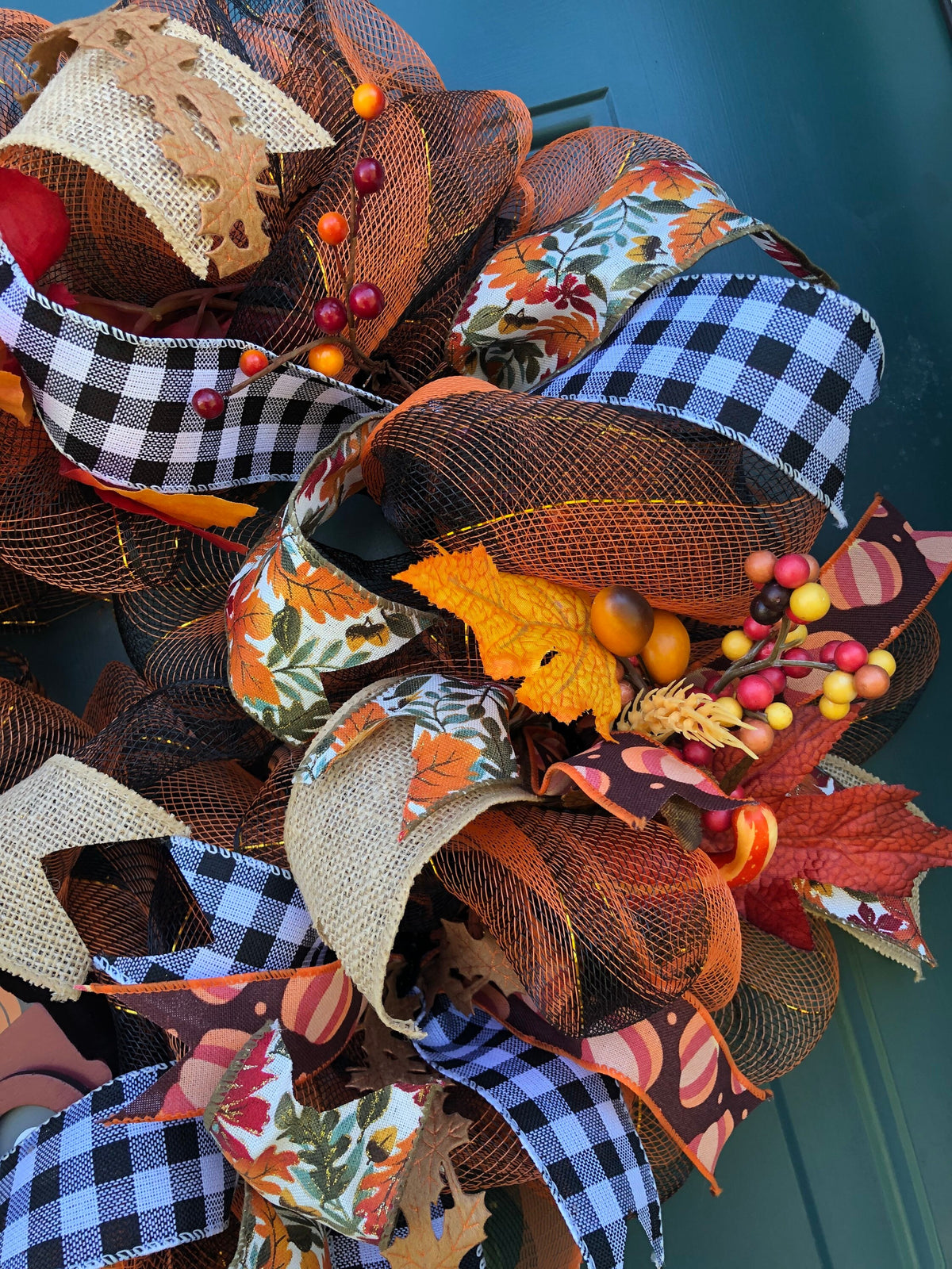 Fall Wreath for Front Door | Pumpkin Vintage Truck | Autumn Porch Decor | Thanksgiving Decoration | Farmhouse Harvest Accent