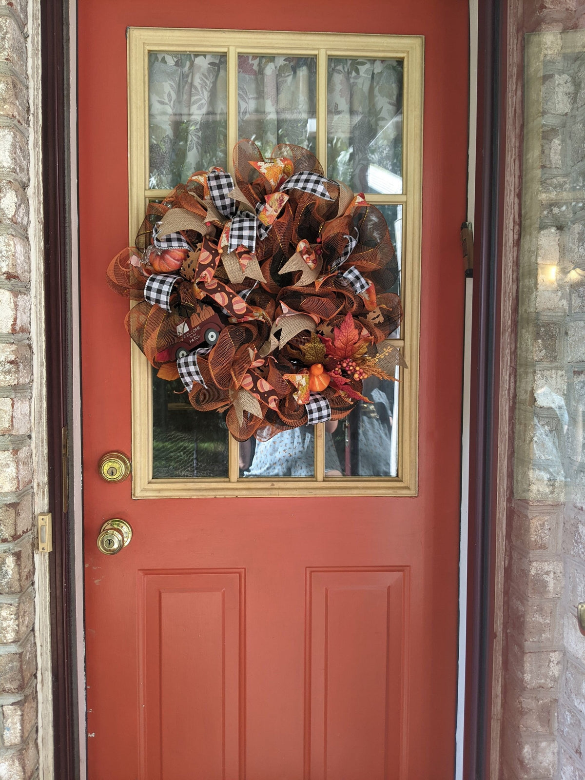 Fall Wreath for Front Door | Pumpkin Vintage Truck | Autumn Porch Decor | Thanksgiving Decoration | Farmhouse Harvest Accent