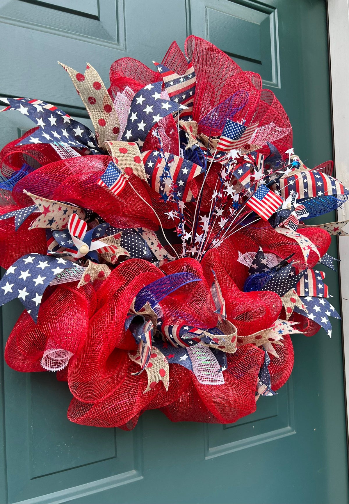 Red 4th of July, Memorial Day Summer Wreath