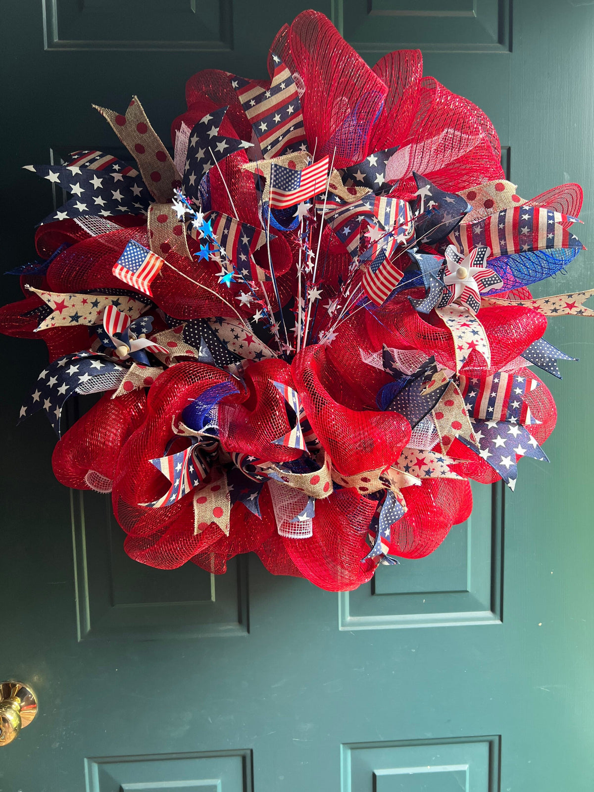 Red 4th of July, Memorial Day Summer Wreath