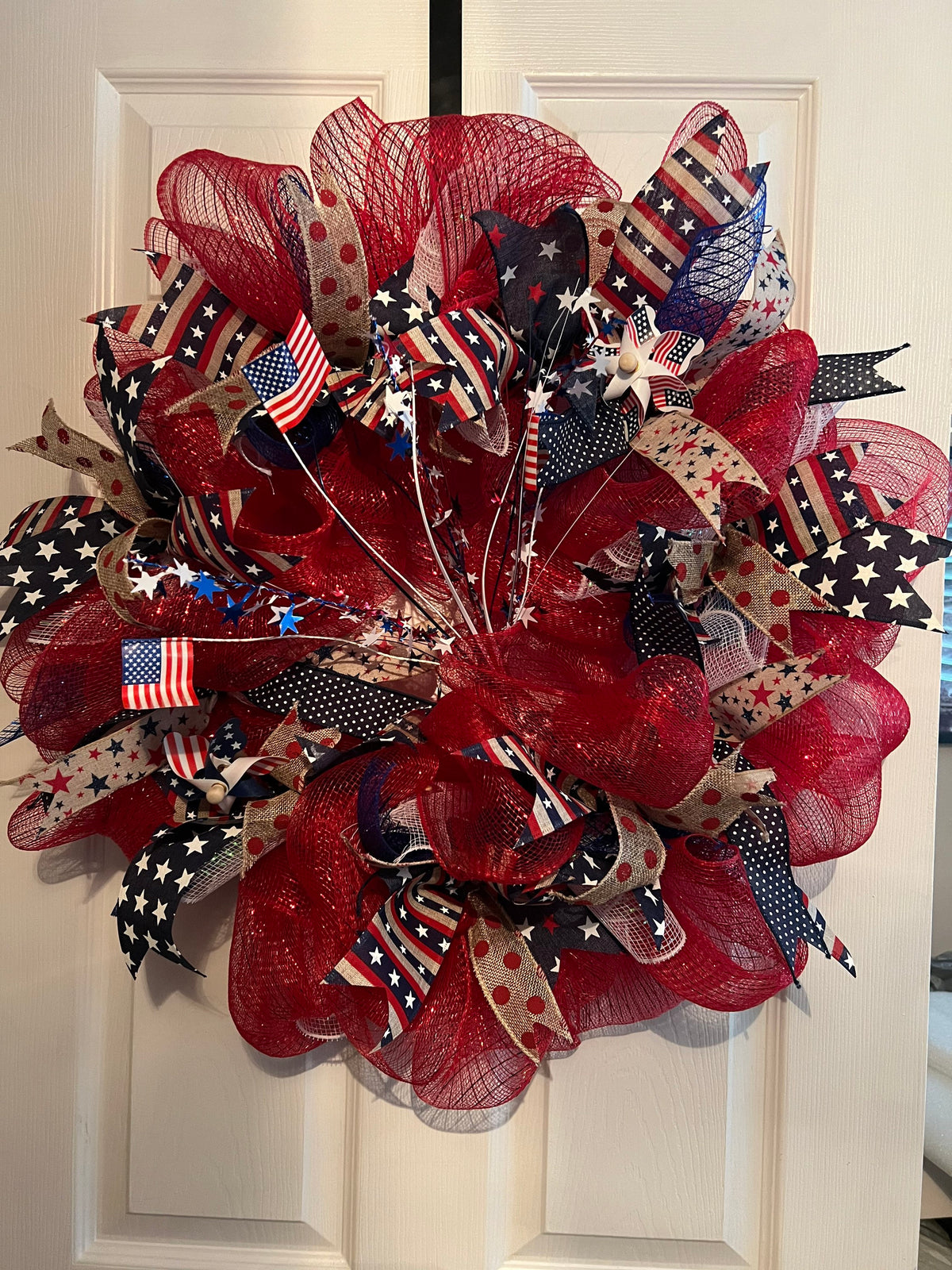 Red 4th of July, Memorial Day Summer Wreath