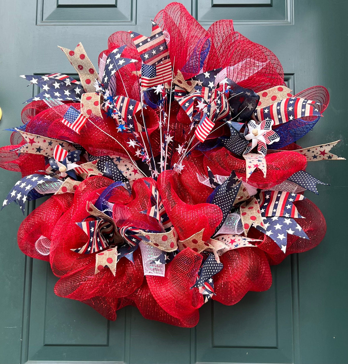 Red 4th of July, Memorial Day Summer Wreath