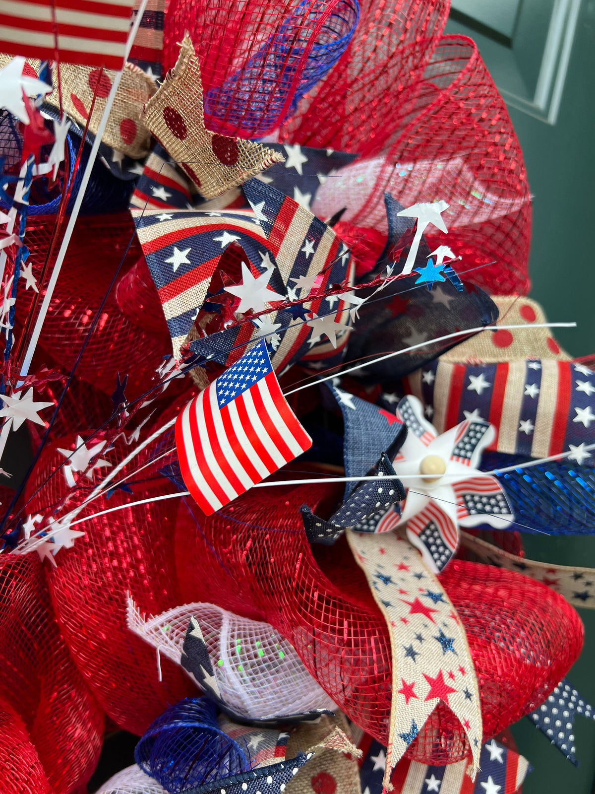Red 4th of July, Memorial Day Summer Wreath