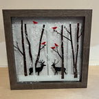 Winter Theme Light Box, Birch Trees, Cardinals,Deer, Night Lights