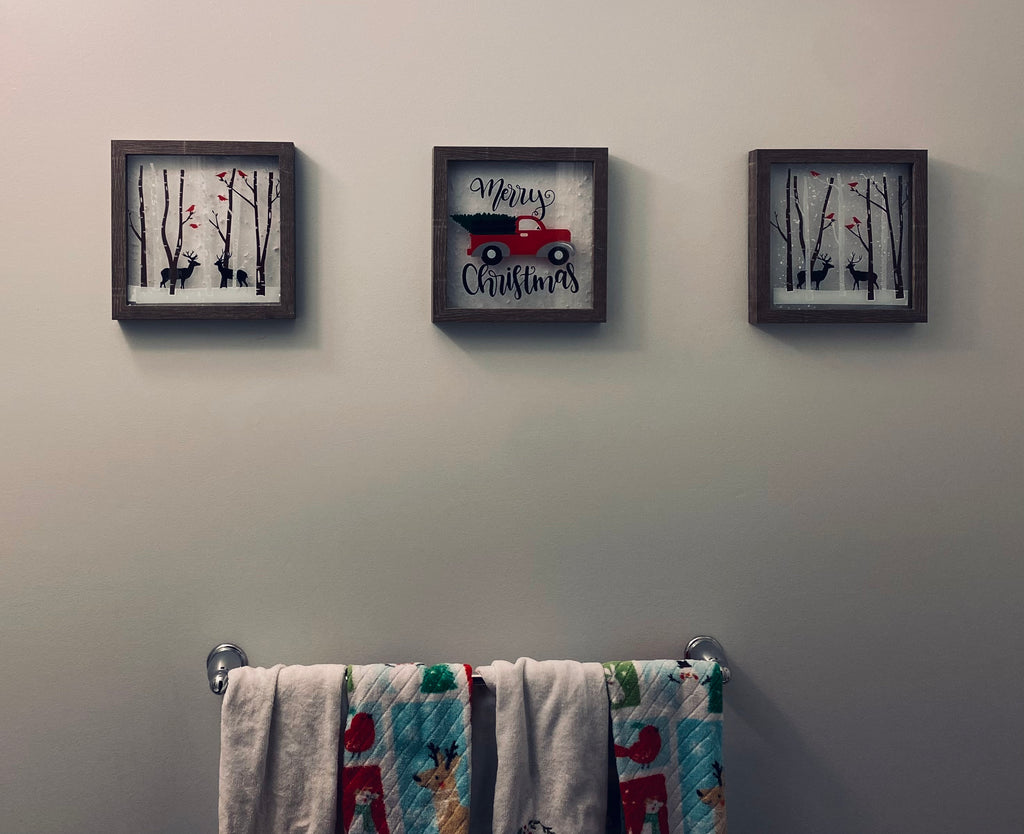 Winter Theme Light Box, Birch Trees, Cardinals,Deer, Night Lights