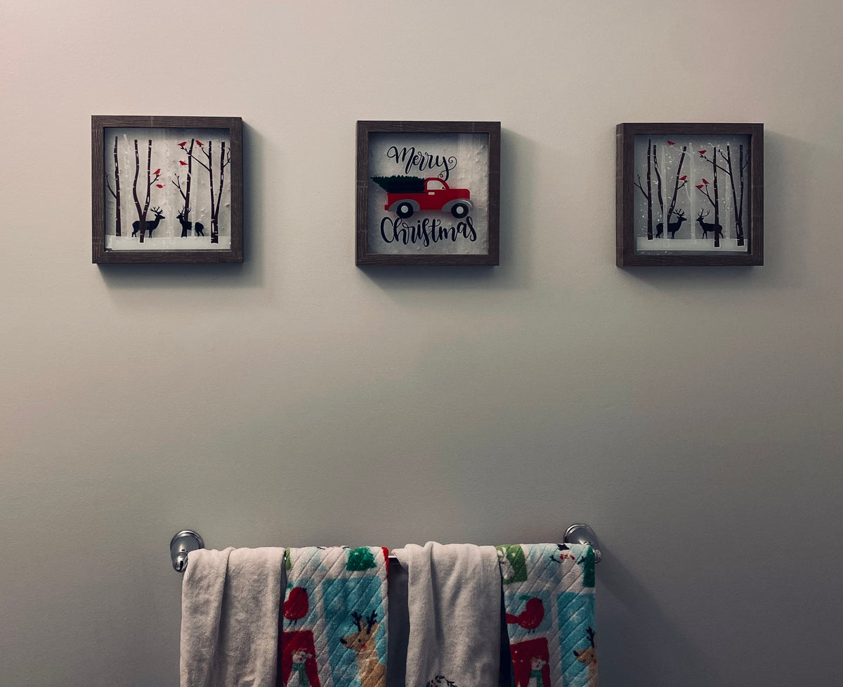 Winter Theme Light Box, Birch Trees, Cardinals,Deer, Night Lights