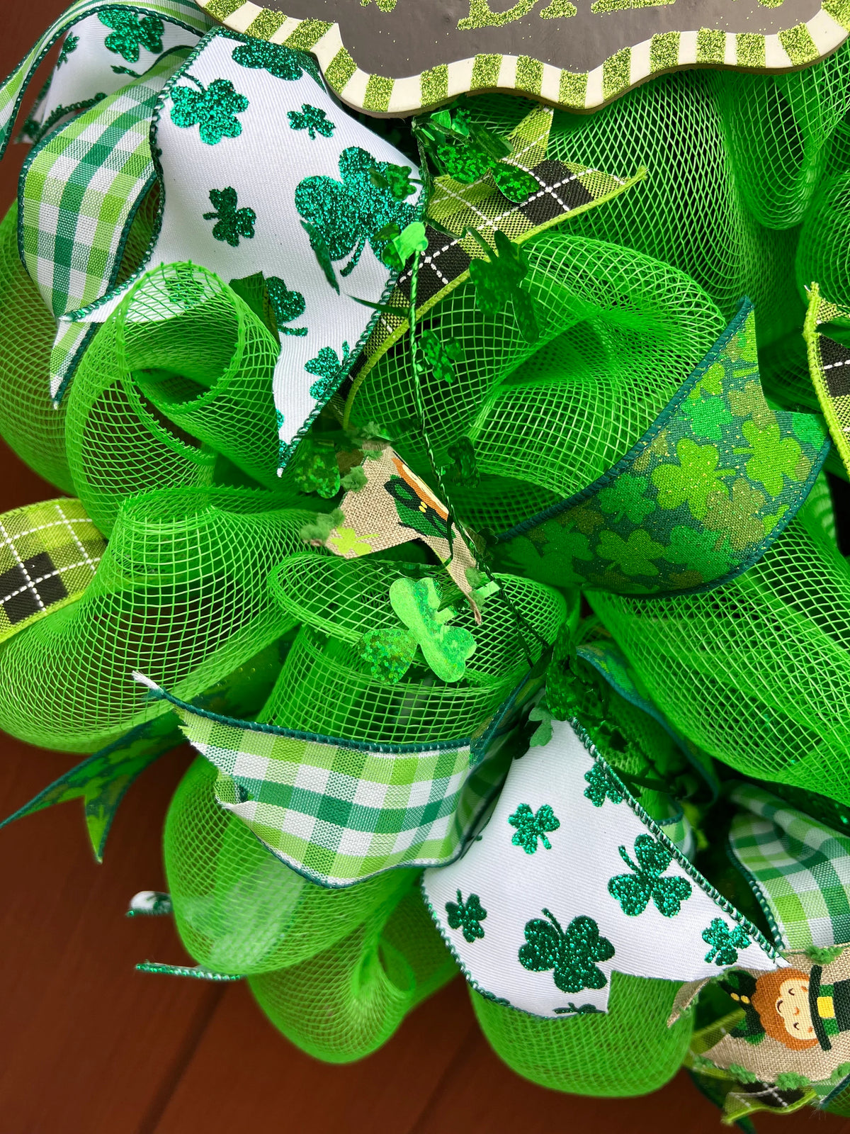 The Luck of the Irish, St Patrick's Day Green Shamrock Front Door Wreath