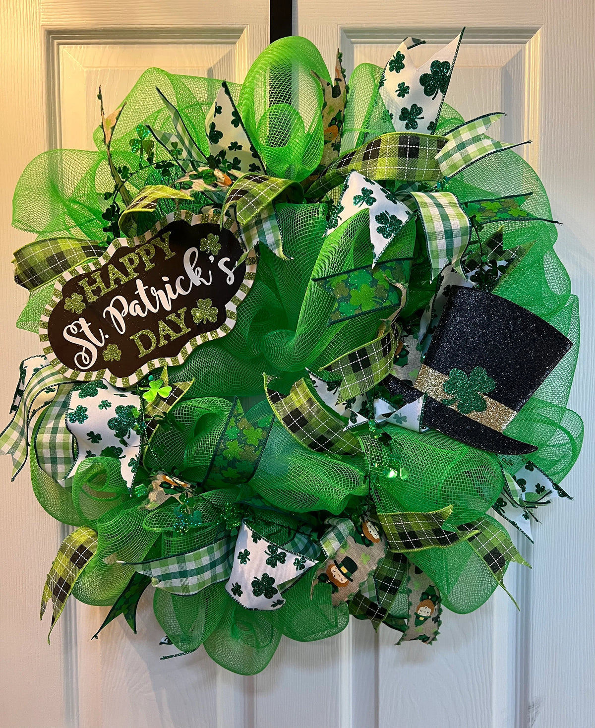 The Luck of the Irish, St Patrick's Day Green Shamrock Front Door Wreath