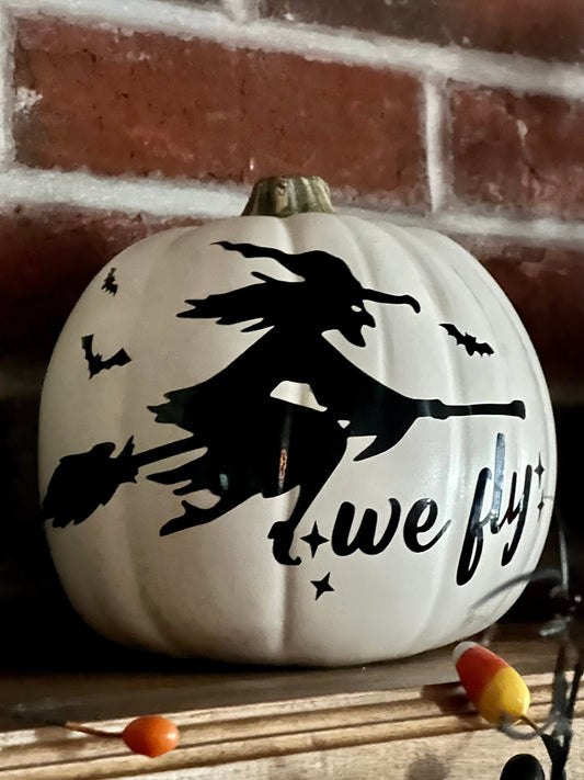 Witch Halloween Scene, Tonight We Fly, White Pumpkin