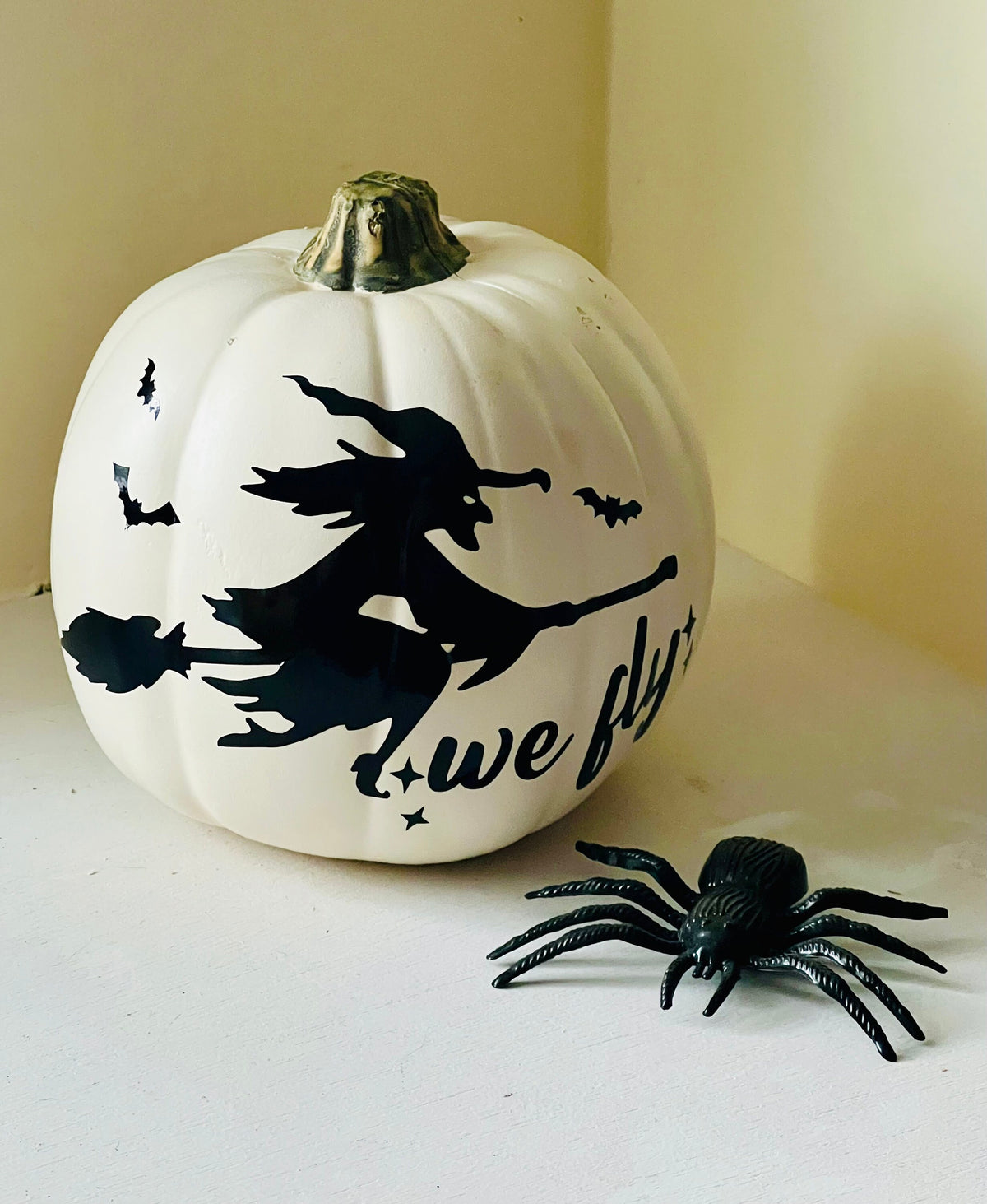 Witch Halloween Scene, Tonight We Fly, White Pumpkin