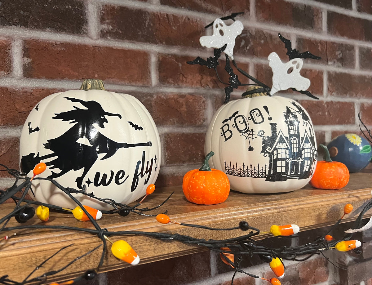 Witch Halloween Scene, Tonight We Fly, White Pumpkin