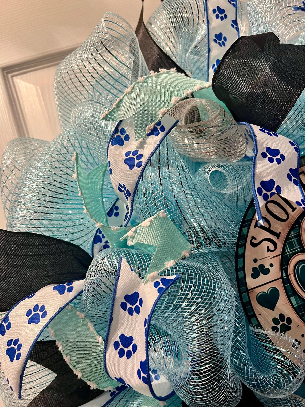 Spoiled Rotten Dogs Live Here! Blue Front Door Wreath, Gift, Rescue