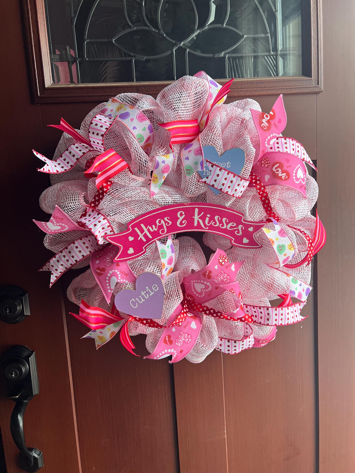 Pink Valentine Wreath with Conversation Hearts