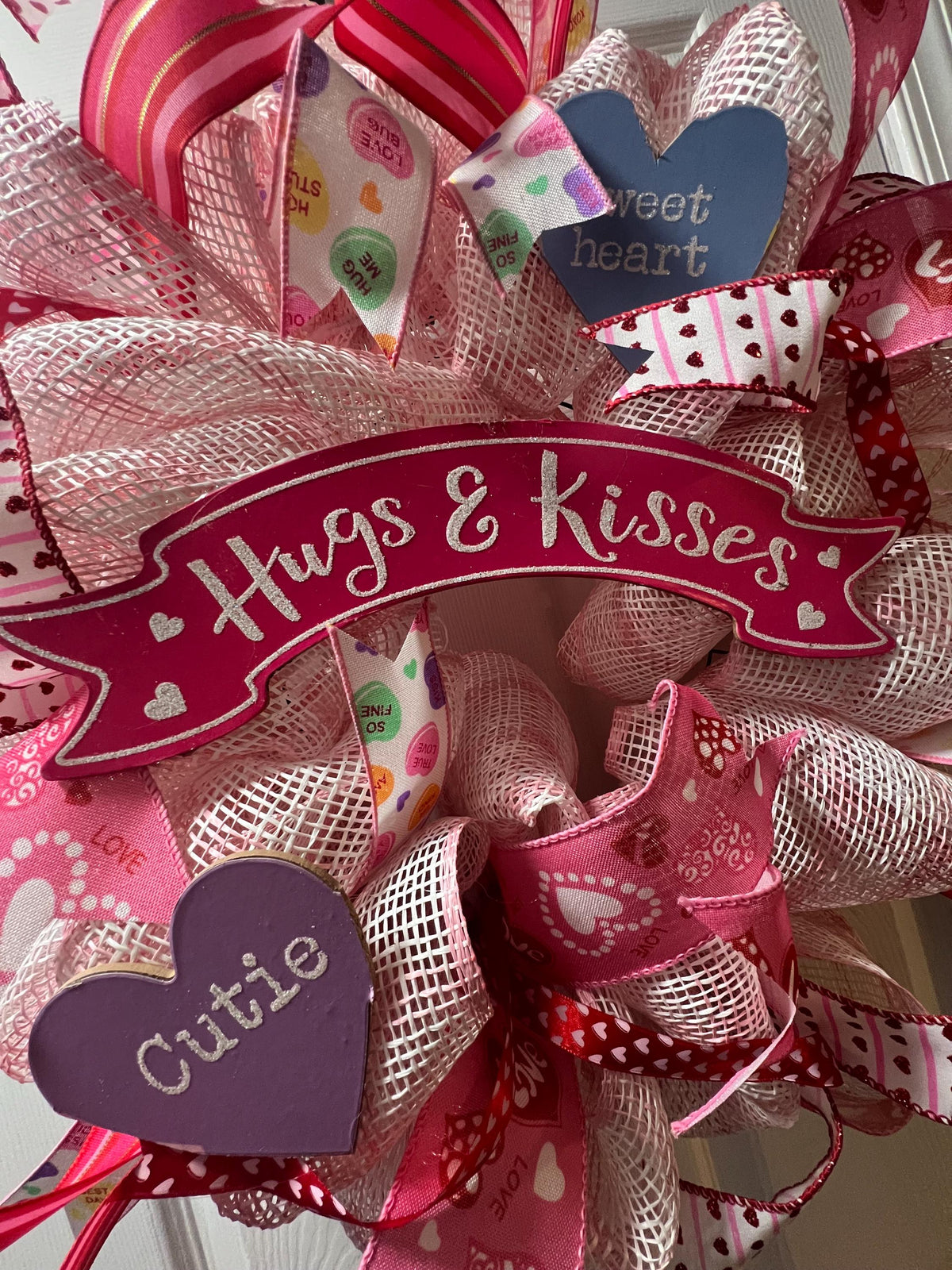 Pink Valentine Wreath with Conversation Hearts