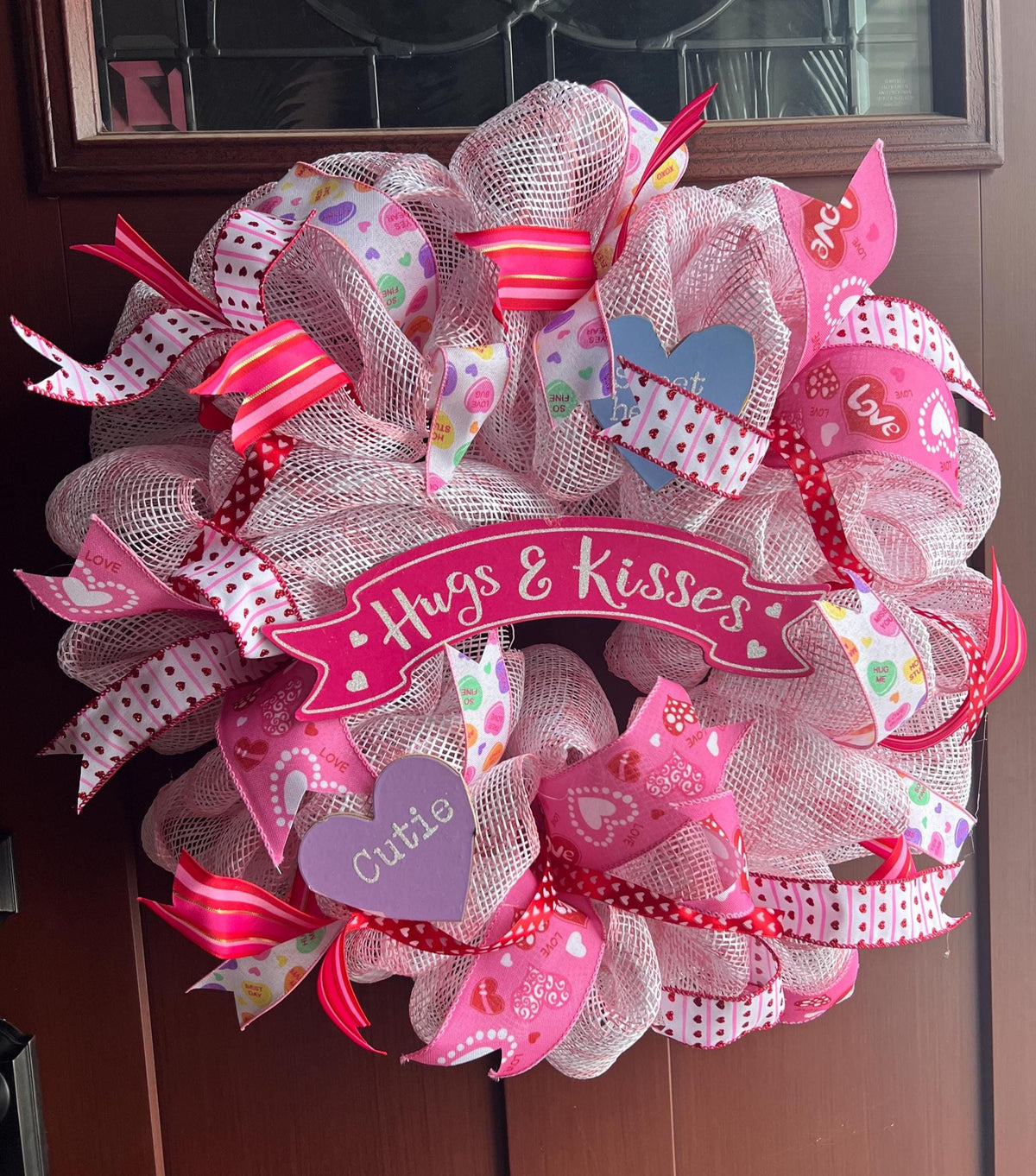 Pink Valentine Wreath with Conversation Hearts